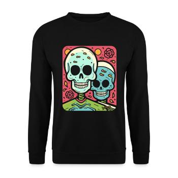 Crânes pop modernes et partenariat contre amour - Sweat-shirt Unisexe - noir - Devant - Alina (178cm) & Michal (187cm)