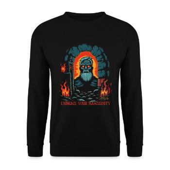 Embrace your manhood in the dungeon - Unisex Sweatshirt - black - Front - Alina (178cm) & Michal (187cm)