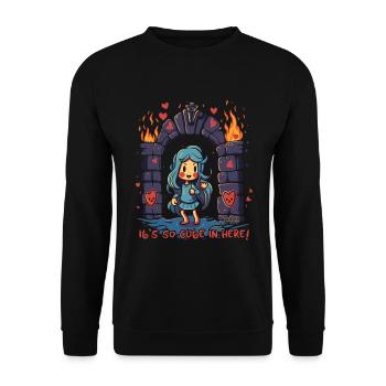 Anime Mädchen und der niedliche Kerker - Unisex Pullover - Schwarz - Vorne - Alina (178cm) & Michal (187cm)