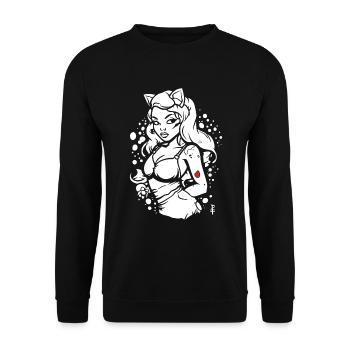 Another Hot Anime Cartoon Girl - Unisex Sweatshirt - black - Front - Alina (178cm) & Michal (187cm)