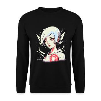 Hot Girl Like Me, Anime Girl Art - Unisex Sweatshirt - black - Front - Alina (178cm) & Michal (187cm)