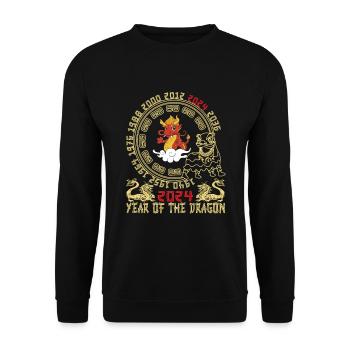 Chinese New Year Year Of The Dragon 2024 - Unisex Sweatshirt - black - Front - Alina (178cm) & Michal (187cm)