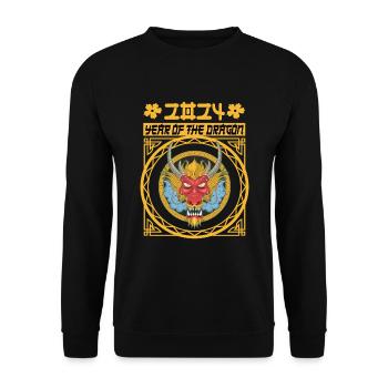 Chinese New Year Year Of The Dragon 2024 - Unisex Sweatshirt - black - Front - Alina (178cm) & Michal (187cm)