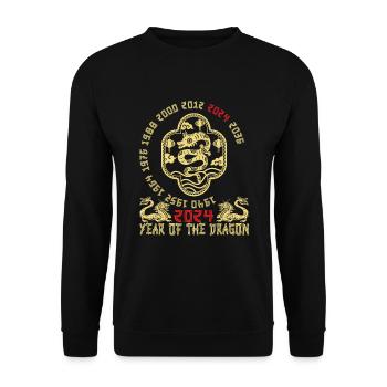 Chinese New Year Year Of The Dragon 2024 - Unisex Pullover - Schwarz - Vorne - Alina (178cm) & Michal (187cm)