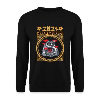 Chinese New Year Year Of The Dragon 2024 - Unisex Sweatshirt - black - Front - Alina (178cm) & Michal (187cm)