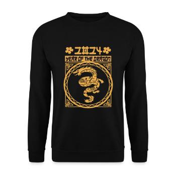 Chinese New Year Year Of The Dragon 2024 - Unisex Sweatshirt - black - Front - Alina (178cm) & Michal (187cm)