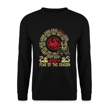 Chinese New Year Year Of The Dragon 2024 - Unisex Pullover - Schwarz - Vorne - Alina (178cm) & Michal (187cm)