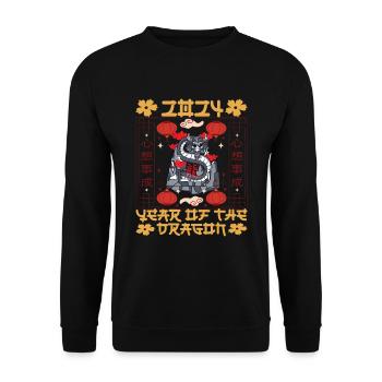 Chinese New Year Year Of The Dragon 2024 - Unisex Sweatshirt - black - Front - Alina (178cm) & Michal (187cm)