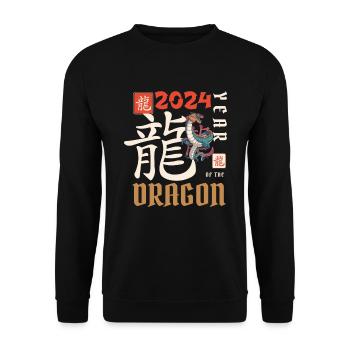 Chinese New Year Year Of The Dragon 2024 - Unisex Sweatshirt - black - Front - Alina (178cm) & Michal (187cm)