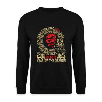 Chinese New Year Year Of The Dragon 2024 - Unisex Sweatshirt - black - Front - Alina (178cm) & Michal (187cm)