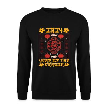 Chinese New Year Year Of The Dragon 2024 - Unisex Sweatshirt - black - Front - Alina (178cm) & Michal (187cm)