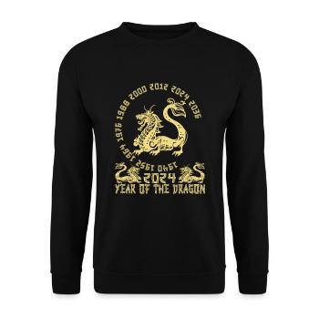 Chinese New Year Year Of The Dragon 2024 - Unisex Pullover - Schwarz - Vorne - Alina (178cm) & Michal (187cm)