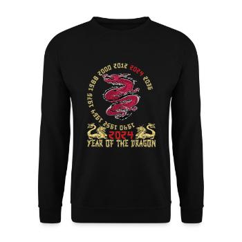 Chinese New Year Year Of The Dragon 2024 - Unisex Sweatshirt - black - Front - Alina (178cm) & Michal (187cm)