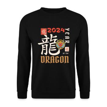 Chinese New Year Year Of The Dragon 2024 - Unisex Sweatshirt - black - Front - Alina (178cm) & Michal (187cm)