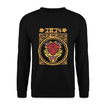 Chinese New Year Year Of The Dragon 2024 - Unisex Sweatshirt - black - Front - Alina (178cm) & Michal (187cm)