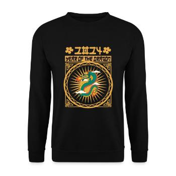 Chinese New Year Year Of The Dragon 2024 - Unisex Sweatshirt - black - Front - Alina (178cm) & Michal (187cm)