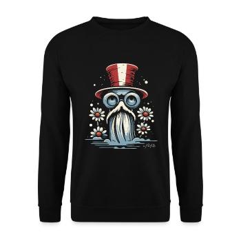 Old Sorcerer and Eternal Daisy Flowers - Unisex Sweatshirt - black - Front - Alina (178cm) & Michal (187cm)