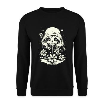 Adorable crâne et marguerites - Sweat-shirt Unisexe - noir - Devant - Alina (178cm) & Michal (187cm)