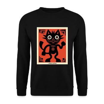 Moderne Kunst Katze - Unisex Pullover - Schwarz - Vorne - Alina (178cm) & Michal (187cm)