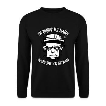 b w my name, graffiti tag on the wall - Unisex Sweatshirt - black - Front - Alina (178cm) & Michal (187cm)