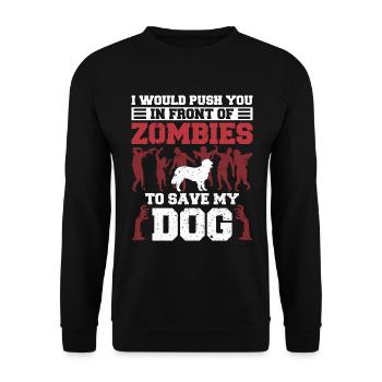 Dich Vor Zombies Drücken Um Meine Katze Zu Retten - Unisex Pullover - Schwarz - Vorne - Alina (178cm) & Michal (187cm)