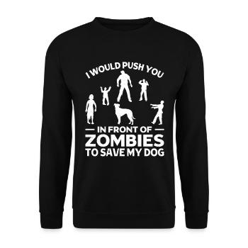 Dich Vor Zombies Drücken Um Meine Katze Zu Retten - Unisex Pullover - Schwarz - Vorne - Alina (178cm) & Michal (187cm)