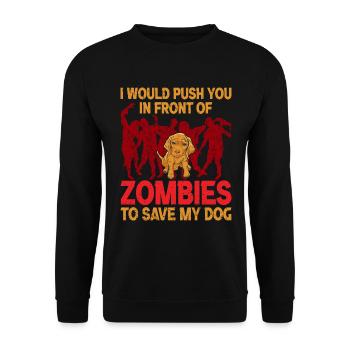Dich Vor Zombies Drücken Um Meine Katze Zu Retten - Unisex Pullover - Schwarz - Vorne - Alina (178cm) & Michal (187cm)