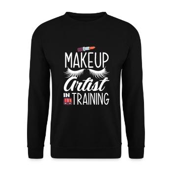 Lustiges Make Up Artist Maskenbildner Geschenk - Unisex Pullover - Schwarz - Vorne - Alina (178cm) & Michal (187cm)