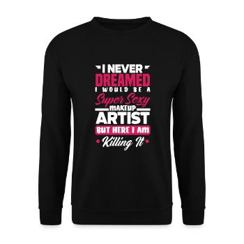 Lustiges Make Up Artist Maskenbildner Geschenk - Unisex Pullover - Schwarz - Vorne - Alina (178cm) & Michal (187cm)