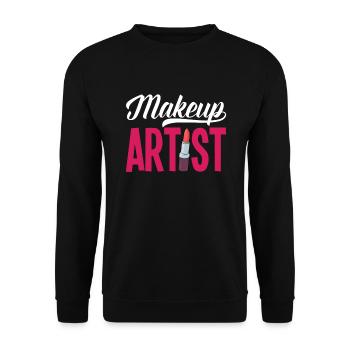 Lustiges Make Up Artist Maskenbildner Geschenk - Unisex Pullover - Schwarz - Vorne - Alina (178cm) & Michal (187cm)