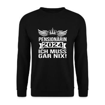 Pension 2024 Pensionärin 2024 Rente 2024 - Unisex Pullover - Schwarz - Vorne - Alina (178cm) & Michal (187cm)