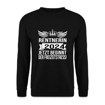 Pension 2024 Pensionärin 2024 Rente 2024 - Unisex Pullover - Schwarz - Vorne - Alina (178cm) & Michal (187cm)