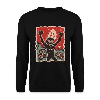 Prähistorische Primaten und Armageddon - Unisex Pullover - Schwarz - Vorne - Alina (178cm) & Michal (187cm)