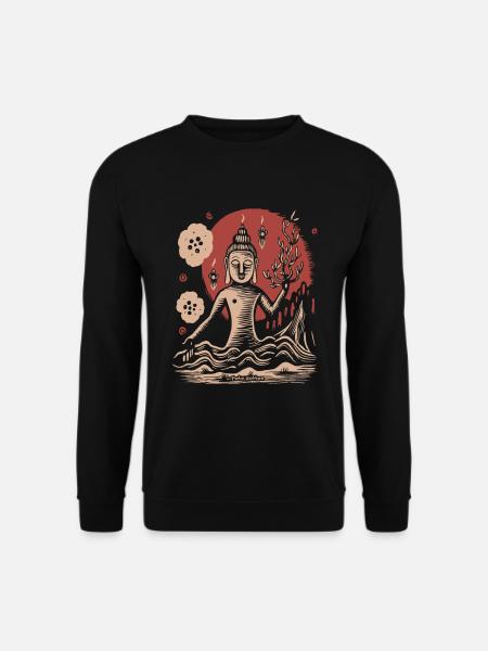 Lebensbaum und meditierender Buddha - Unisex Pullover - Schwarz