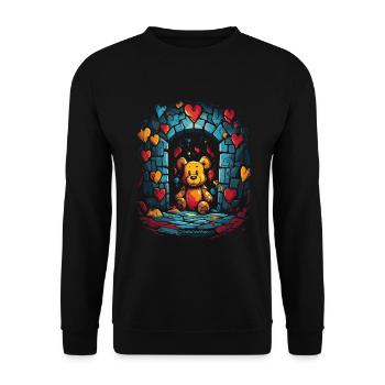 Stuffed cuddly bear in the dungeon of love - Unisex Sweatshirt - black - Front - Alina (178cm) & Michal (187cm)