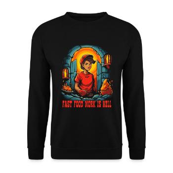 Fast-Food-Arbeit ist die Hölle - Unisex Pullover - Schwarz - Vorne - Alina (178cm) & Michal (187cm)