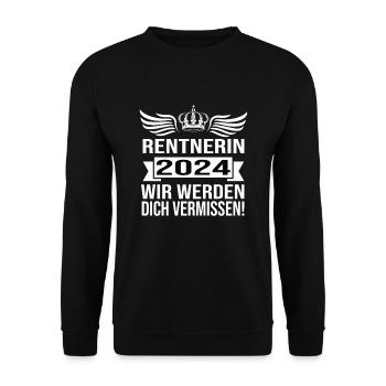 Pension 2024 Pensionärin 2024 Rente 2024 - Unisex Pullover - Schwarz - Vorne - Alina (178cm) & Michal (187cm)