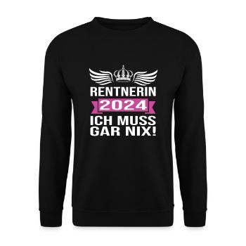 Pension 2024 Pensionärin 2024 Rente 2024 - Unisex Pullover - Schwarz - Vorne - Alina (178cm) & Michal (187cm)
