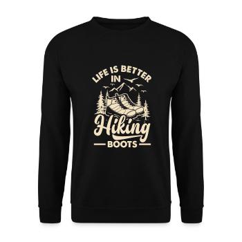 Lustiges Wandern Geschenk - Unisex Pullover - Schwarz - Vorne - Alina (178cm) & Michal (187cm)