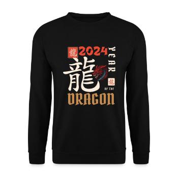 Chinese New Year Year Of The Dragon 2024 - Unisex Sweatshirt - black - Front - Alina (178cm) & Michal (187cm)