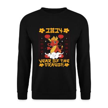 Chinese New Year Year Of The Dragon 2024 - Unisex Sweatshirt - black - Front - Alina (178cm) & Michal (187cm)