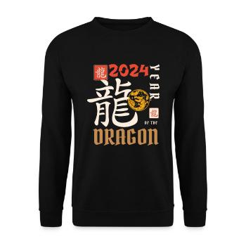 Chinese New Year Year Of The Dragon 2024 - Unisex Pullover - Schwarz - Vorne - Alina (178cm) & Michal (187cm)