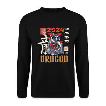 Chinese New Year Year Of The Dragon 2024 - Unisex Sweatshirt - black - Front - Alina (178cm) & Michal (187cm)