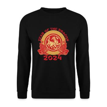 Chinese New Year Year Of The Dragon 2024 - Unisex Sweatshirt - black - Front - Alina (178cm) & Michal (187cm)