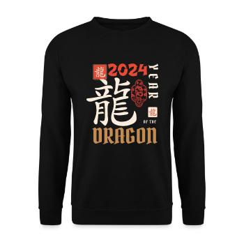 Chinese New Year Year Of The Dragon 2024 - Unisex Sweatshirt - black - Front - Alina (178cm) & Michal (187cm)