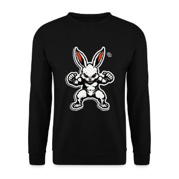 En Forme Et En Colère, Lapin Musculaire En Colère - Sweat-shirt Unisexe - noir - Devant - Alina (178cm) & Michal (187cm)