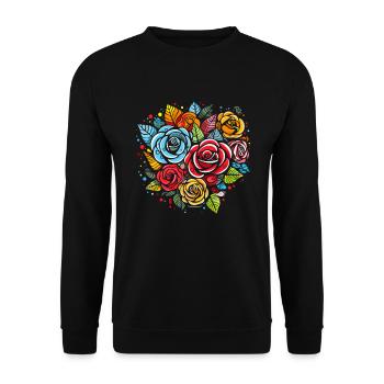 A variety of roses and flowers - Unisex Sweatshirt - black - Front - Alina (178cm) & Michal (187cm)