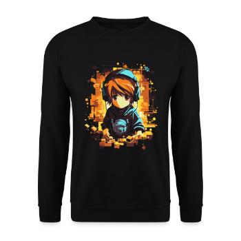 Anime Manga Gaming Kopfhörer Junge - Unisex Pullover - Schwarz - Vorne - Alina (178cm) & Michal (187cm)