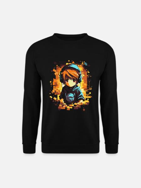 Anime Manga Gaming Kopfhörer Junge - Unisex Pullover - Schwarz