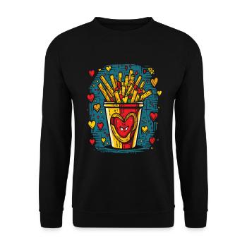 Liberté et amour : les frites - Sweat-shirt Unisexe - noir - Devant - Alina (178cm) & Michal (187cm)